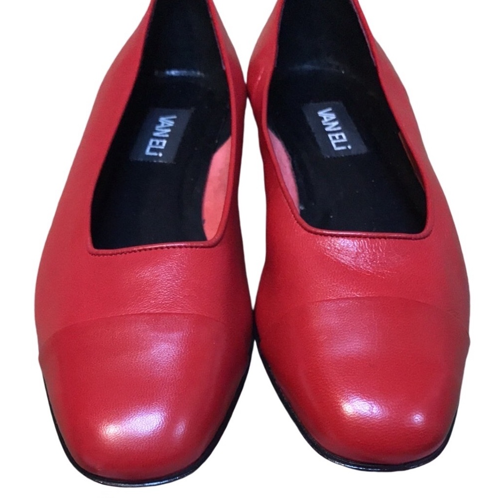 Vaneli Red Leather Ballet Flat with Low Heel - Picture 5 of 10
